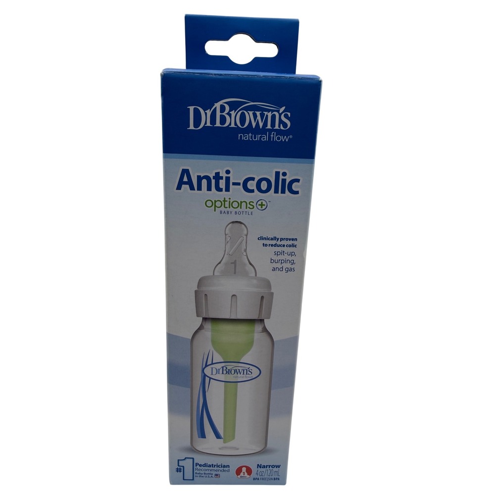 Dr. Brown's Baby Bottle Kids 4oz Blue Anti-Colic Options+ Narrow Natural Flow